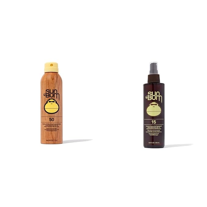 Sun Bum Original SPF 50 Sunscreen Spray + SPF 15 Tanning Oil Bundle | Reef-Safe Sun Protection