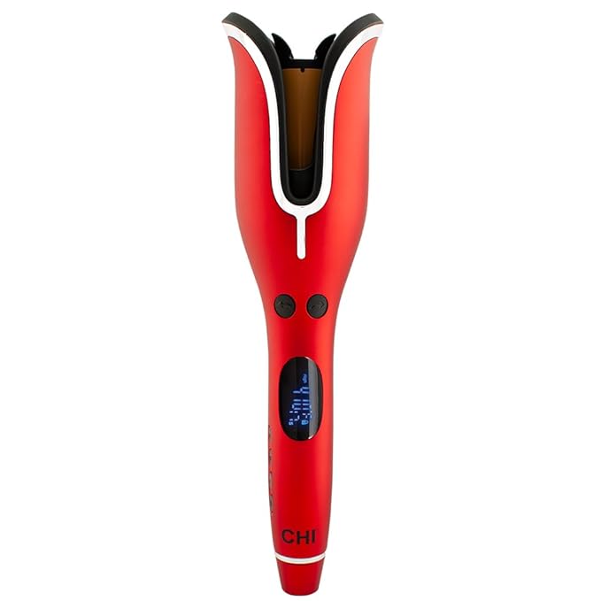 CHI Rocket Hair Dryer &amp Spin N Curl Ceramic Rotating Curler Ruby Red. Ideal for Shoulder-Length Hair Between 6-16” inches.
