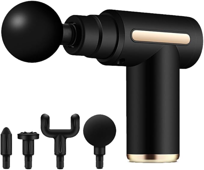 Muscle Massage Gun Mini Portable Massage Guns Electric Deep Tissue Percussion Massagers for Pain Relief 6 Speed Quiet Body Fascia Gun Handheld Muscle Massager for Athletes with 4 Heads (Black)