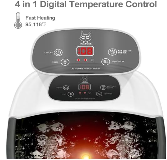 Foot Spa Bath Massager with Heat Bubbles Vibration &amp Jets Adjustable Temperature Foot Soaker with Red Light 22 Massage Rollers Includes 16 oz Lavender Epsom Salt Black