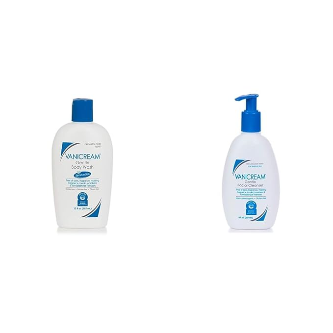 Vanicream Gentle Body Wash | 12 Ounce &amp Gentle Facial Cleanser with Pump Dispenser - 8 fl oz - Formulated Without Common Irritants for Those with Sensitive Skin