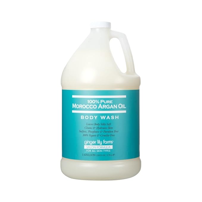 Ginger Lily Farms 100% Pure Morocco Argan Oil Body Wash + Shampoo + Conditioner Bundle 1 Gallon Each