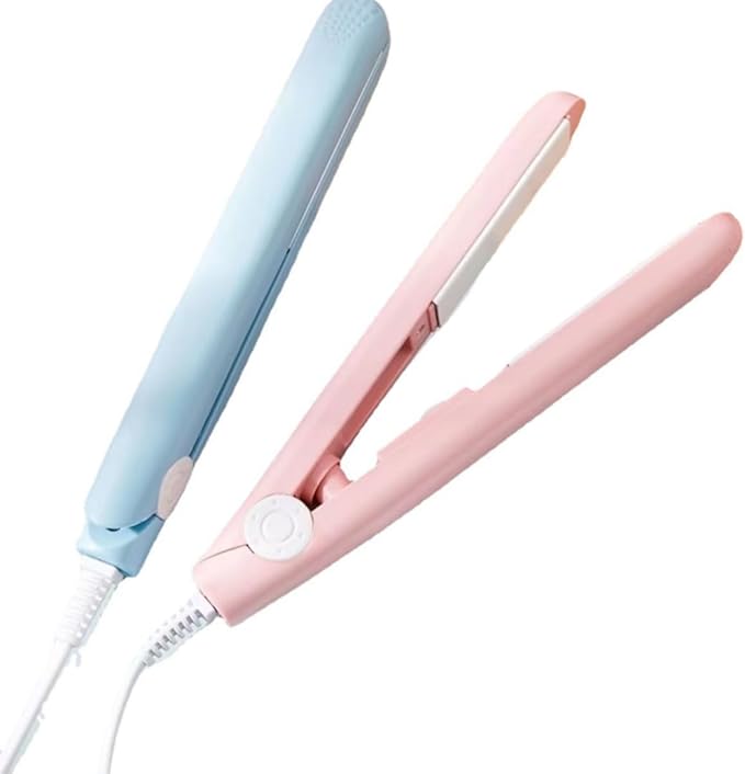 Mini Hair Curling Irons Hair Crimper 2 in 1 Flat Iron Hair Straightener &amp Curler for Lasting CurlsPortable Travel Curling Wand for WomenHair Straightener for All Hair Types