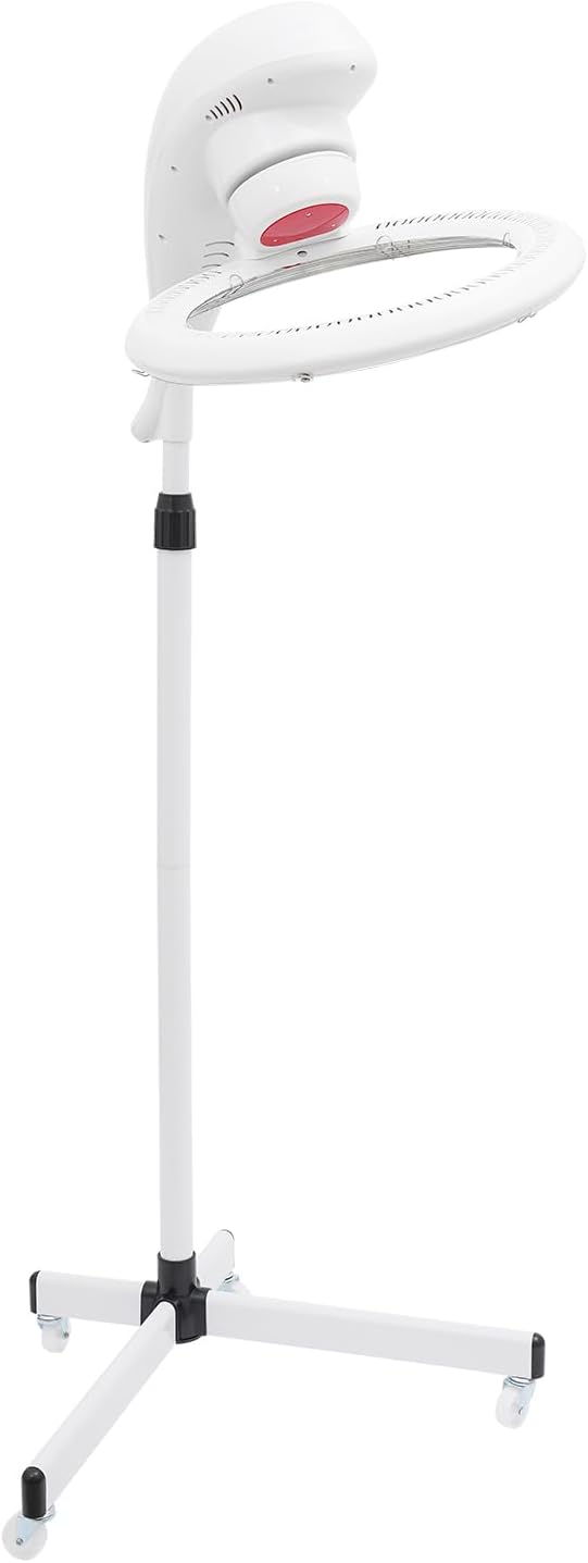 Vertical Hair Dryer wirh Wheel Professional Infrared Standing Hair Color Processor 360° Rotation Salon Standing Hair Dryer Heater with Height Time Adjustment LCD Screen for Home Salon (Whit)
