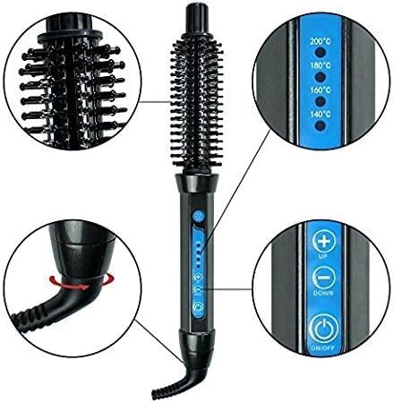 Curling Iron Brush Portable 3 in 1 Curling Tong for Short and Long Hair Coating with Ceramic Anti-Scald Curler Brush Curling Iron Wand Rollers Comb