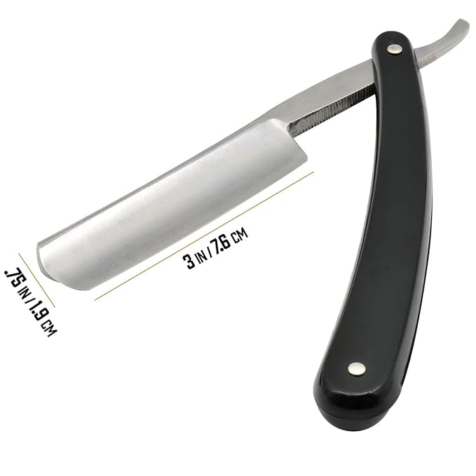 Union Razors SR3 Straight Edge Razor with Smooth Black Handle (Pack of 2)