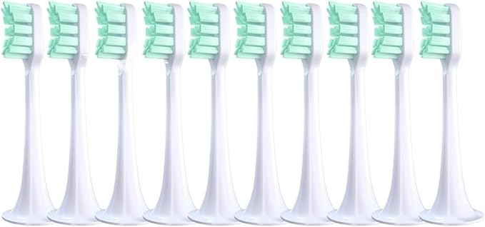Brush HeadsCompatibility for Xiaomi Mijia T300/T500 10Pcs Replacement Electric Toothbrush Nozzles Clean Protect Soft Dupont Bristle(10pcsGreen)
