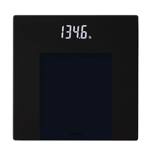 Taylor Digital Bathroom Scale - Smart Scale with Precision Hub App 400 lb Capacity 11 x 11 Durable Glass Platform 0.2 lb Increments Weight Tracking BMI BMR and Multilingual Black