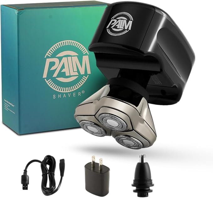 Skull Shaver Palm Shaver for Men - Head &amp Face Razor - Ergonomic Design - Waterproof Cordless Razor - Travel Friendly - Grooming Gift for Bald Men