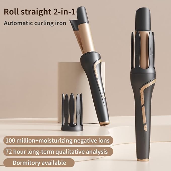 2-in-1 Curling Iron 32MM Fully Automatic Curling Iron with Large Waves and Curls 3-Speed Temperature Control and One Click Automatic Curling. (Black)