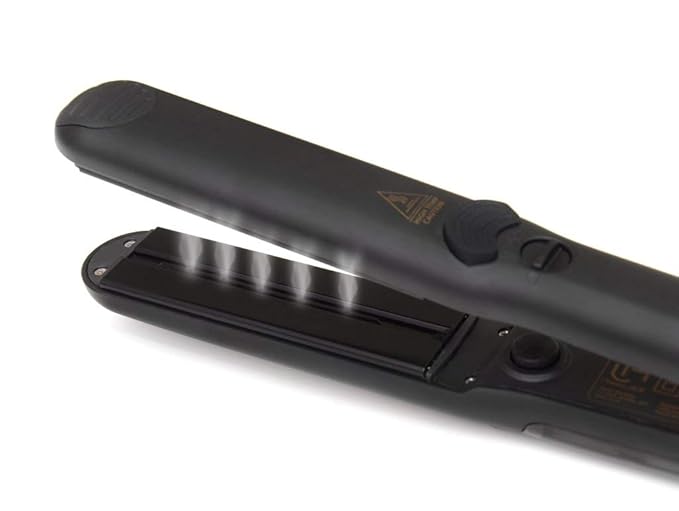 Le Angelique Professional Steam Hair Straightener - 2-in-1 Flat Iron Steamer - Silk Press Results - Works on Thick Coarse Hair | Home &amp Salon Use | Ceramic Tourmaline Plates - Steam and Temp Contr