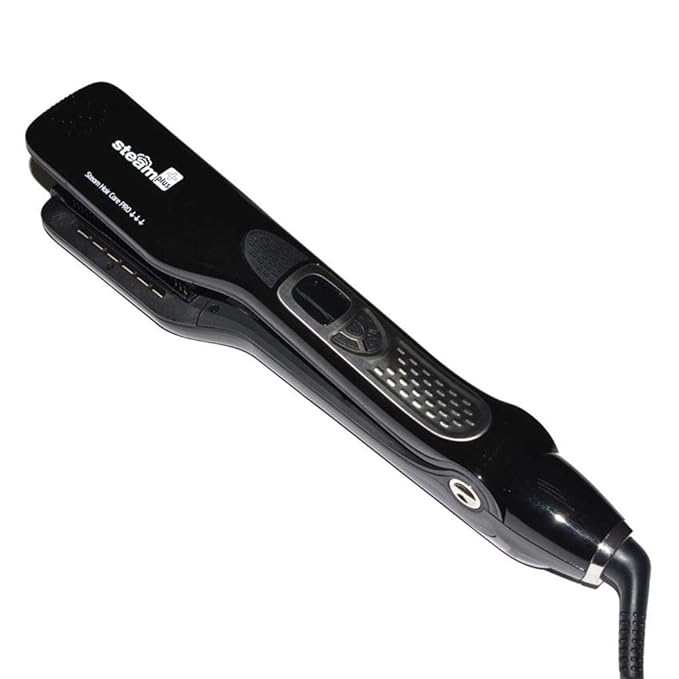 Professional Steam Hair Straightener Electric Fast Steam Hair Straightener Brush Titanium Ceramic Flat Iron with Anti-Static Technology and Digital Controls Suitable for All Hair Types (Black)