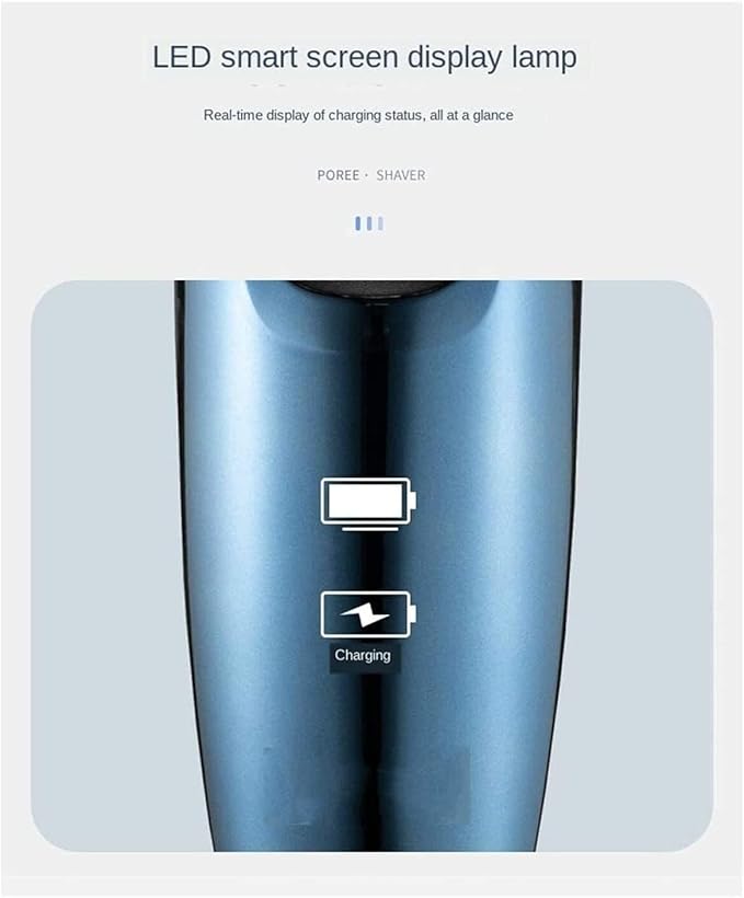 Rechargeable Waterproof IPX7 Electric Shaver Wet &amp Dry Rotary Shavers for Men Electric Shaving Razors with Pop-up Trimmer Blue