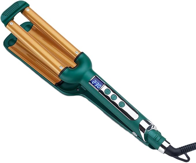 3 Barrel Curling Iron Beach Wave Hair Curler Ceramic Curling Wand LCD Temperature Control Hair Crimper Hair Waver Egg Roller for Short Long Hair Dual Voltage ﻿