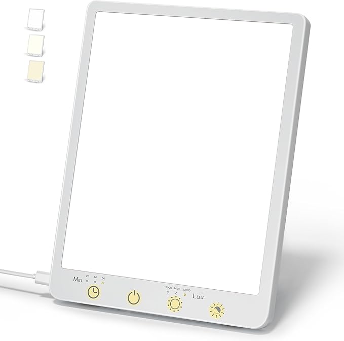 Light Therapy Lamp - 10000 Lux 3 Color Temperature &amp Wall Mount Therapy Light Touch Control Daylight Lamps with Memory Function for Home/Office Use As Lift Mood.