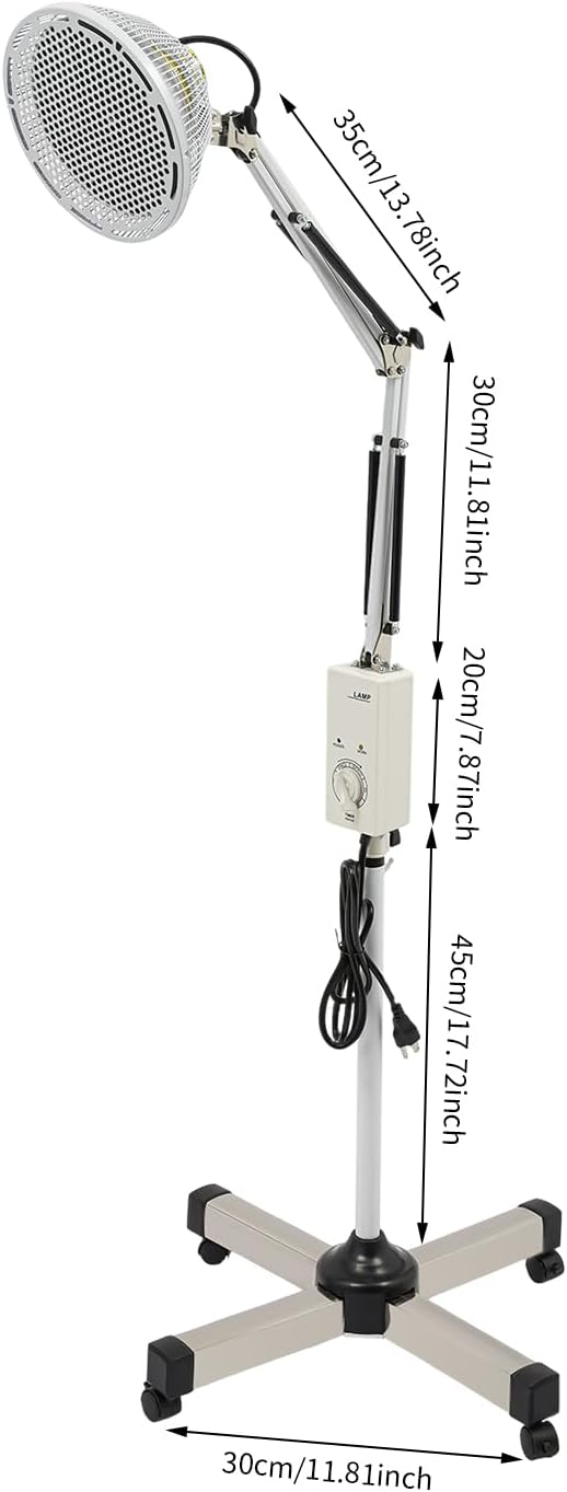 Infrared Heat Lamp with Stand250W 110V Far-Infrared Lamps Pain Relief Heating Device-Infrared Light Therapy w/Wheels Stand and Tray for Relieve Joinpt Pain and Muscle Aches