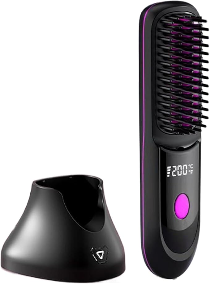 Rechargeable Hair Straightener - Cordless Styling Comb Tool USB Charging with Portable Design Wireless with Fast Heating Hair Styler Anti Scald Straightening Brush for Travel Use