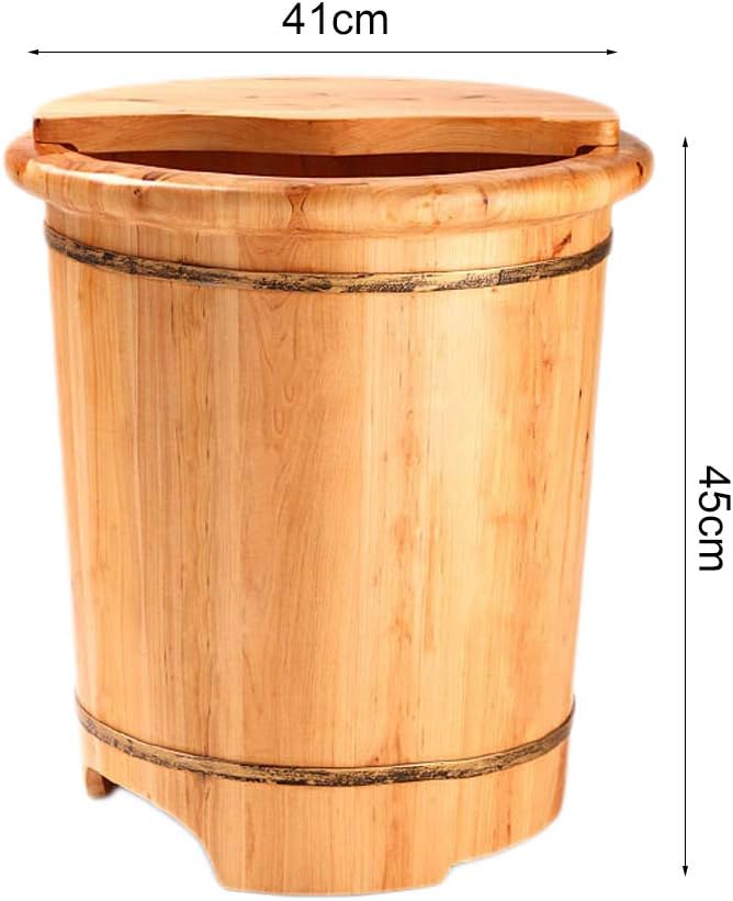 Foot Tub Wooden Foot Basin Adult Wooden Foot Basin Household Foot Bath Tub Foot Bath Foot Bath Barrel Household Foot Bath Cedar Barrel 45cm Foot Bath Wooden Bucket Foot Spa Househol