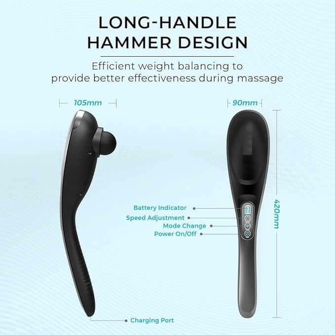 Generic Stream Pro Cordless Full Body Massager Machine for Pain Relief with 4 Attachments - Electric Back Massager for Pain Relief with 4000 mAh Battery (Grey &amp Black)