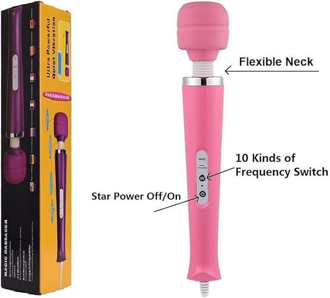 Power Handheld Electric Back Body Vibrating Massager for Woman Sport Recovery Muscle ACH Pain Shoulder Neck Leg Hand Foot Massagers Tool (Pink Big Massage and Black Mini Toy)