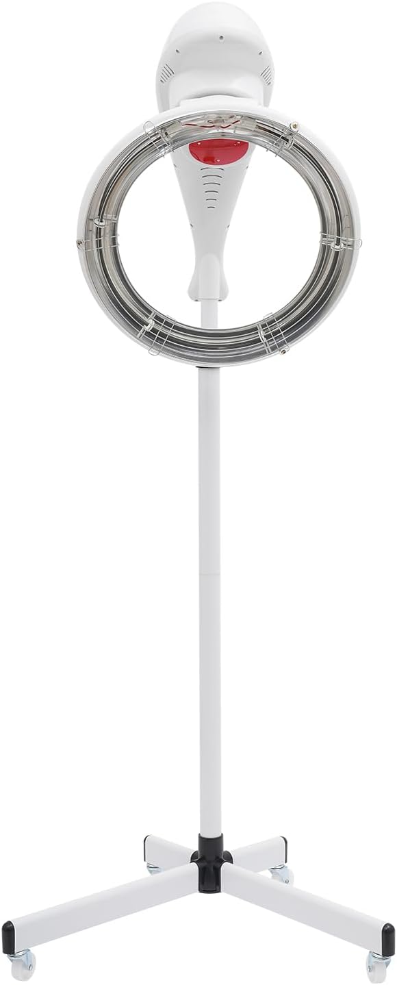 Professional Salon Orbiting Infrared Ring Hair Dryer Color Processor Accelerator Adjustable Height Stand Hair Dryer w/Rolling Base