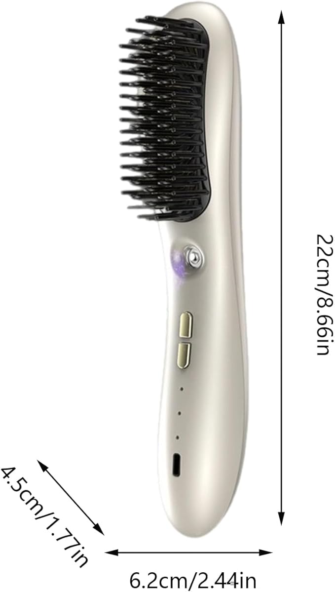Hair Straightener Brush - Lightweight Hair Straightener Comb | 3 Temp Settings Rechargeable Styling Tools Streamlined Negative Ionic Comb for Home Outdoor Travel Vacation