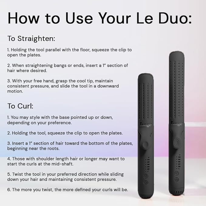 L'ANGE HAIR Le Duo Standard 360° Airflow 2 in 1 Straightener and Curler | 1 Inch Curling Wand &amp Titanium Flat Iron with 3.5 Plates | Hair Straightener &amp Curler for Short to Medium Hair (Black