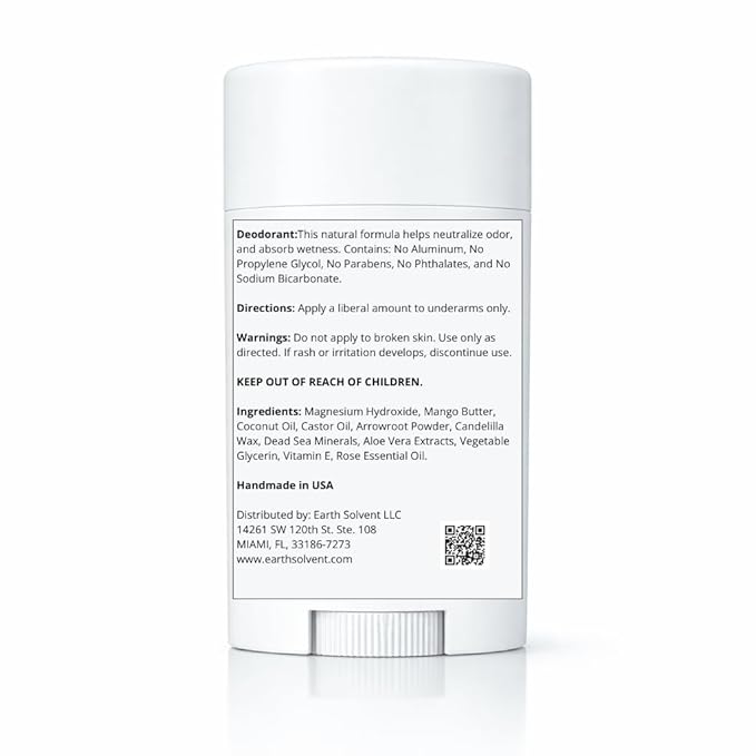 Magnesium Natural Vegan Deodorant with Dead Sea Minerals &amp Aloe Vera For Sensitive Skin 24hr Protection Aluminum Free Paraben Free Baking Soda Free Cruelty Free - For Men &amp Women (Rose Peta