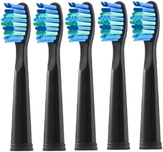 Replacement Electric Toothbrush Head Bristle Brush Refill Compatible for Fairywill Refills FW-D1/FW-D3/FW-D7(5 PCS BK)