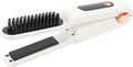 YUYTE Hair Straightener Brush for Women: 2 in 1 Curling &amp Straightening Brush with Dust Cover Ceramic Hot Comb with 3 Temps for Hair Styling (White)