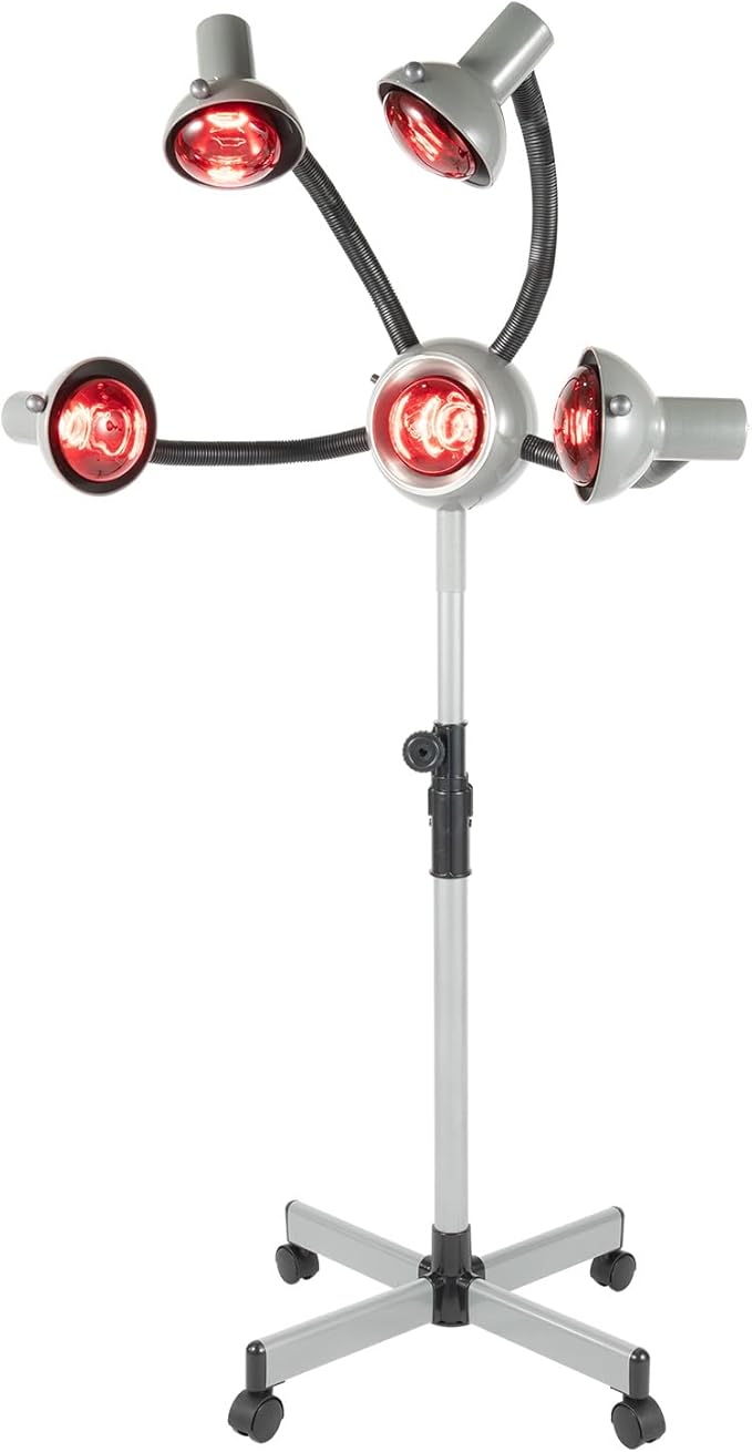 5 Head Infrared Light Portable Floor Hair Dryer Stand Hair Steamer Perming Dyeing Adjustable Height Machine for Perming Dyeing Shaping Baking Oiling Hair Care