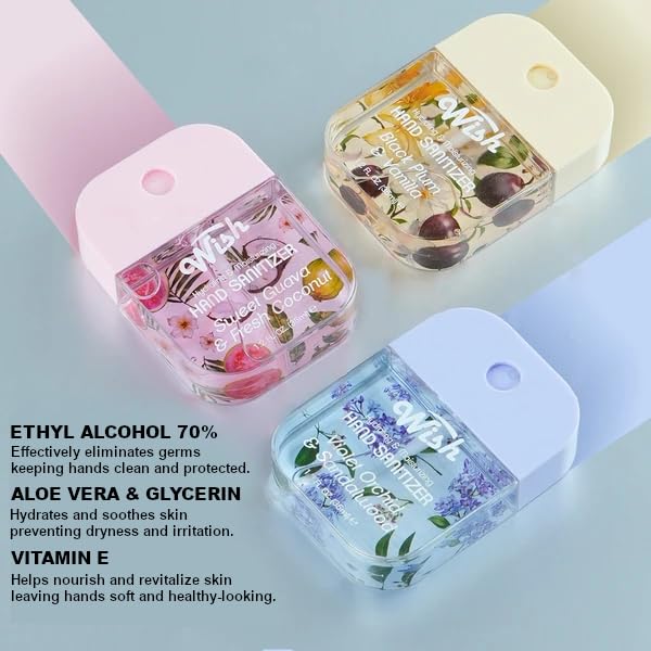 Megagon Bargains Hand Sanitizer Spray Variety Pack – 6 Travel Size Bottles (1.2oz Each) Aloe &amp Vitamin E 500 Sprays Each Hydrating Assorted Scents