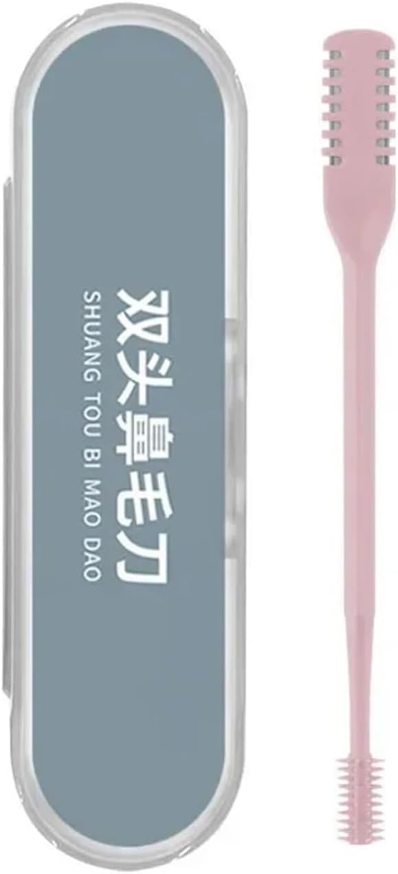 Double Sided Nose Hair Knife Manual Nostril Cleaning Nose Hair Trimmer Degree Rotate Nostril Cleaning Scissors(Pink with box)
