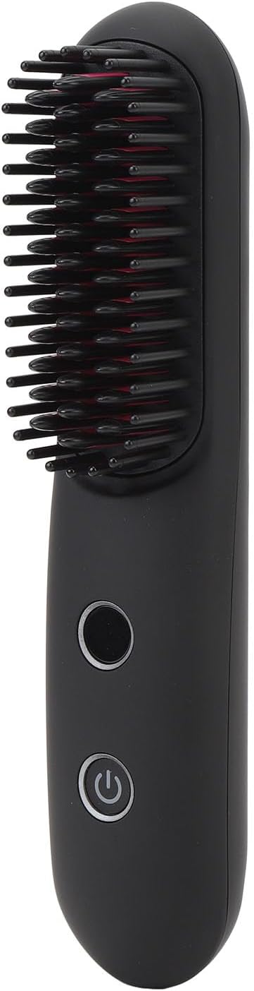 Portable Cordless Hair Straightener Brush with LED Temperature Display Negative Ion Cordless Hair Straightener Brush with Hair Clip Type C Cable Carrying Pouch Easy to Carry