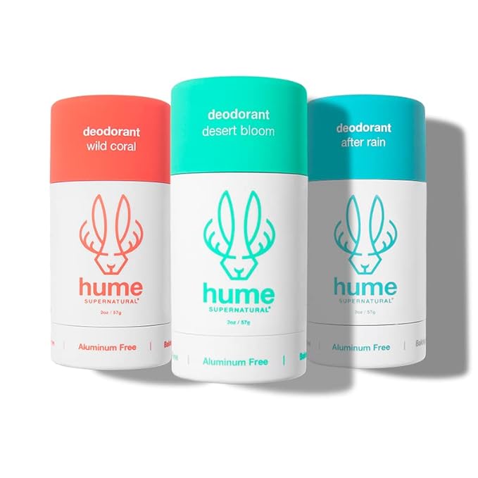 Hume Supernatural Aluminum Free Deodorant for Women &amp Men - Probiotic and Plant-Based Long-Lasting Moisture Absorbing - Clean and Effective (Desert Bloom After Rain &amp Wild Coral)