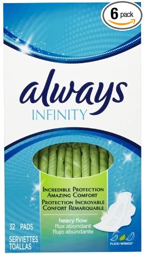 Always Infinity Heavy Flow Pads with Revolutionary Wings (Pack of 6) 6