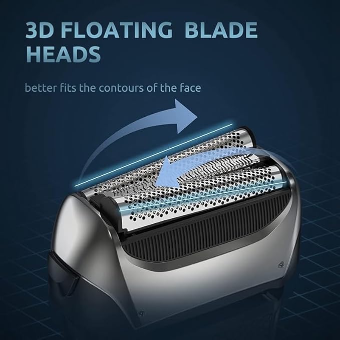 Men's Shaver Washable Wet &amp Dry Electric Shaver for Men Face Beard Electric Razor Rechargeable Head Bald 3-Blade Shaving Machine