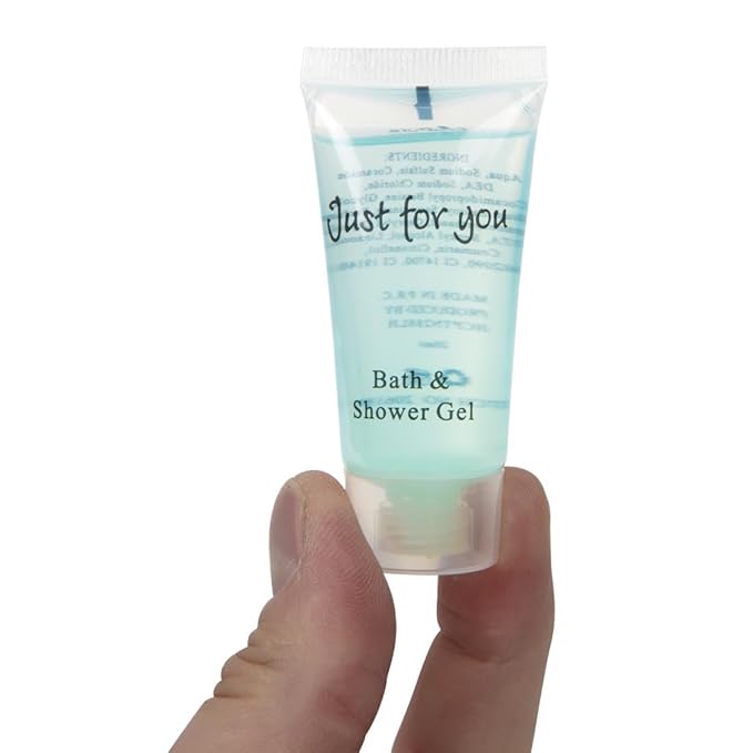 Travel Toiletries - Just for You Bath and Shower Gel 20ml (Pack of 100) REACH Compliant Hotel Shower Gels Pleasant Fragrance Hotel or Home Use Dimensions 79(H) x 39(W) x 22(D) mm | GF949