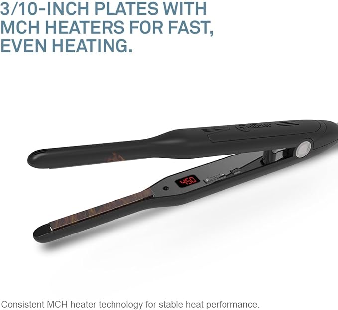 Caliber .243 Win Professional Hair Flat Iron 3/10 Inch Titanium Plates Digital Temperature Control Black