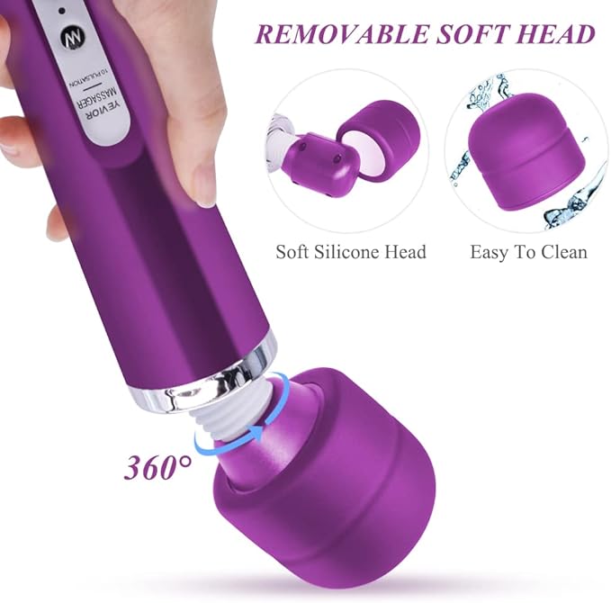 YEVIOR Cordless Personal Electric Massager with 10 Powerful Pulse Settings Rechargeable Handheld Back Massager for Deep Muscles Pain Relief (Purple)