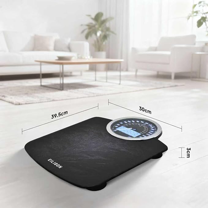EILISON Highly Advance 2-in-1 Digital &amp Analog Weighing Scale for Body Weight-400lbs 4 High Precison GX Sensor Accurate Thick Tempered Glass Extra Large Display (Grey)