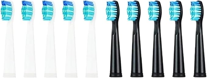 5-10Pcs Replacement Brush Heads Compatible for Seago/Fairywill Electric Toothbrush FW/SG 507/508/515/551/917/959/908 Bristle(5 Black 5 White)
