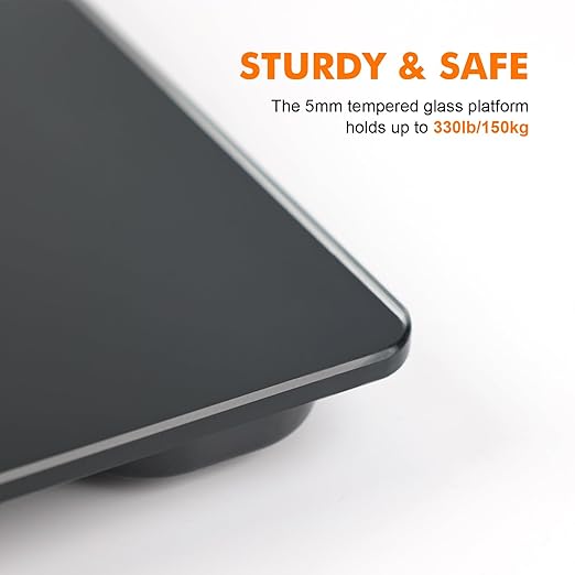GRIFEMA GA2001-1 Digital Scales for Body Weight Weighing Bathroom Scales LCD Display and Step-On Technology 150kg/330lb 26x26cm Batteries Included Black