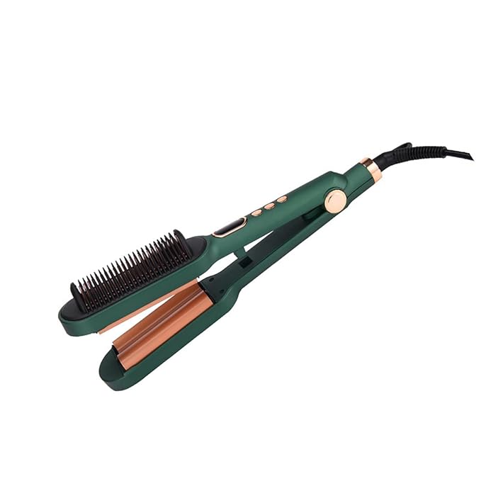 ZJchao Hair Styling Tool Portable Dual Purpose LCD Hair Curler Straightener Adjustable Temp for Home and Salon Use (US Plug)