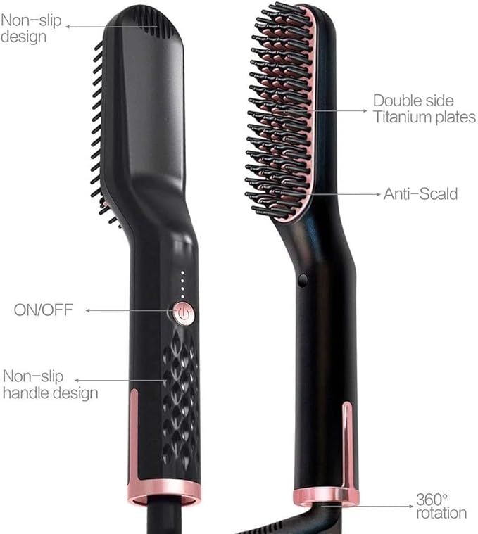 Hair Straightener Smoothing Brush Ceramic Heating Comb Men Beard Straightener Electric Hair Brush Comb Hair Straightening Iron