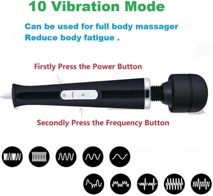 Body Massager Handheld Vibrating Powerful Electric Back Massage for Woman Sports Recovery Muscle Aches Pain Shoulder Leg Foot Long Handle Tool and Small Toy (Black Big and Mini Toy)
