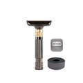 Luxurious and beautifully adjustable safety razorbest razors for menwith 10 platinum-plated razor blades 1 blade razors reusable smooth close shave (Black + Base)