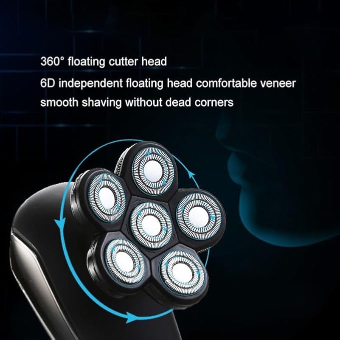 Head Shavers for Bald Men 5 in 1 4D Electric Razor Electric Shaver Rechargeable 6 Floating Heads Shaving Machine for Men Beard Razor Wet-Dry Dual Use
