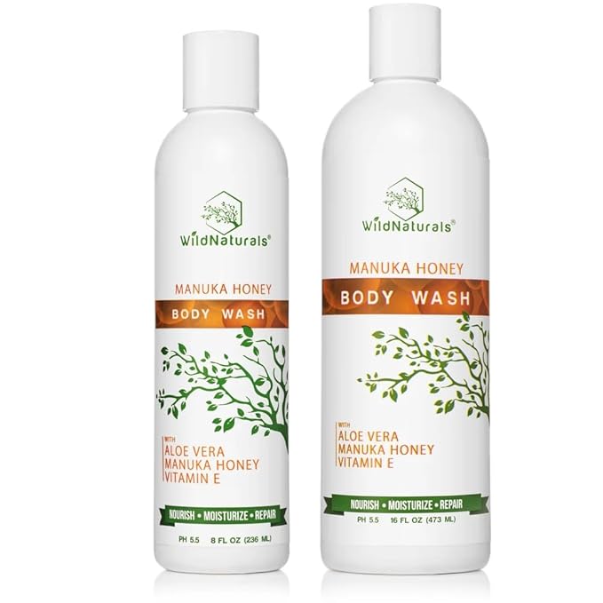 Manuka Honey Eczema and Psoriasis Body Wash – Organic Natural Body Wash with Aloe Vera Cehami and Manuka Honey – Plant-Based Sulfate-Free Cruelty-Free Skincare