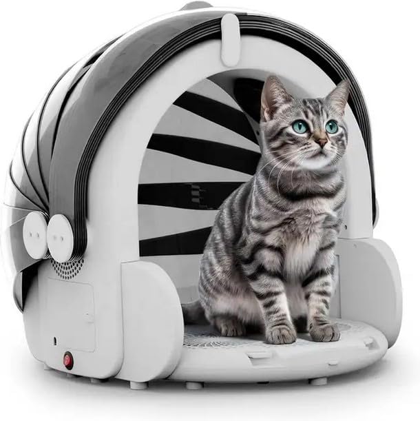 ShowyLive Automatic Dog Hair Dryer Box for Pets Foldable and Large Capacity 8 High-Velocity Fans 360° Airflow Temperature Control 4-Speed Settings and Timer 16 Gallons